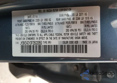 2015 Mazda Cx-5 Gt из США, поврежденный, VIN JM3KE4DY0F0502959